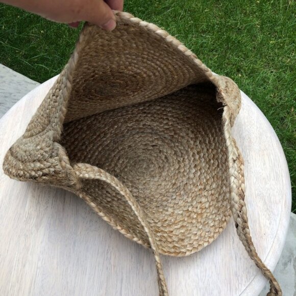 BOHO BRAIDED JUTE TOTE BAG Cross Body Natural Fibre Round Satchel Purse - Picture 3 of 6